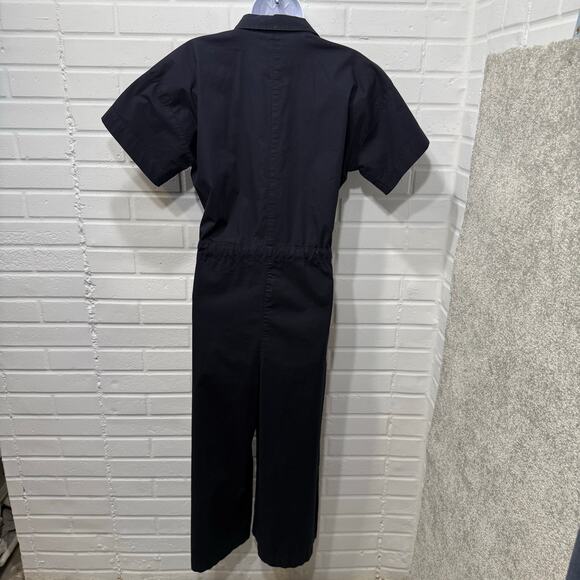 Eileen Fisher Organic Cotton Poplin Wide-Leg Jumpsuit Navy Blue Sz Sml Elevated - Picture 8 of 15